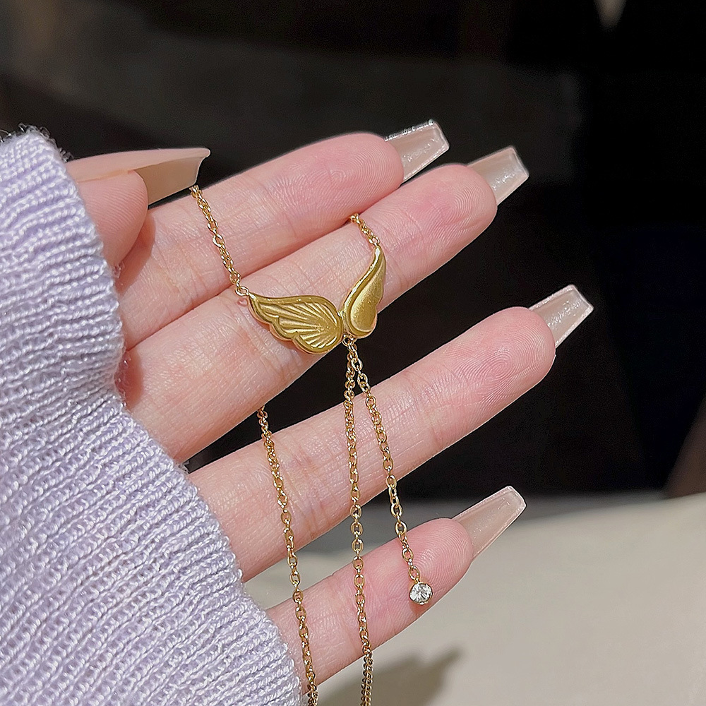 Wholesale Basic Korean Style Wings Titanium Steel Pendant Necklace display picture 1