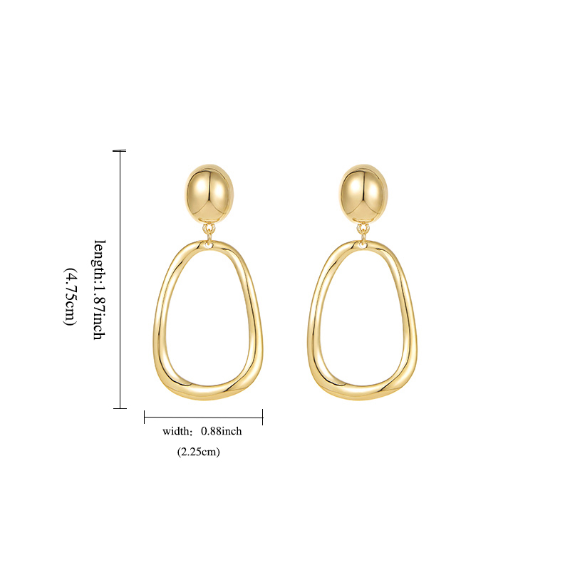 1 Pair Modern Style Korean Style Oval Plating Copper 14k Gold Plated Drop Earrings display picture 2