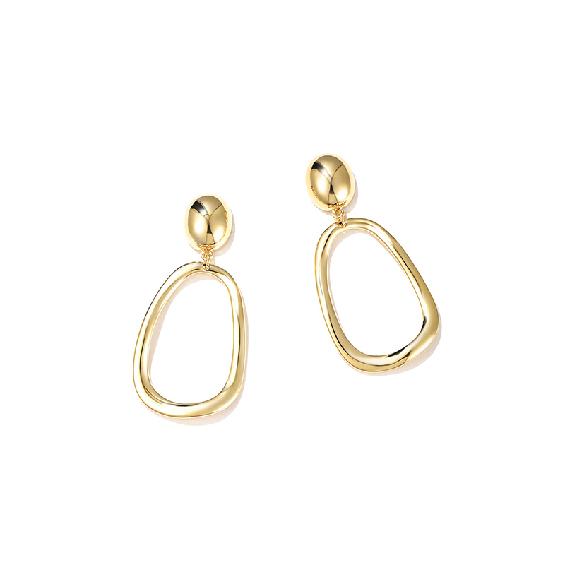 1 Pair Modern Style Korean Style Oval Plating Copper 14k Gold Plated Drop Earrings display picture 3