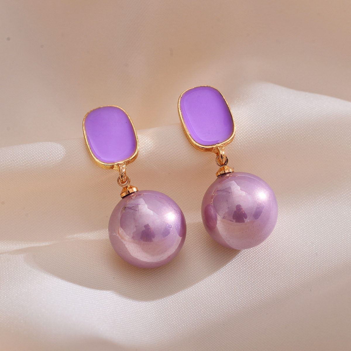 1 Pair Simple Style Geometric Plating Imitation Pearl Alloy Drop Earrings display picture 6