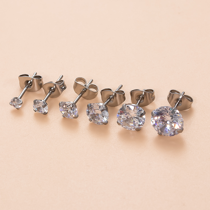 1 Piece Ear Cartilage Rings & Studs Simple Style Classic Style Shiny Geometric Round 316 Stainless Steel  Plating Inlay Zircon display picture 4
