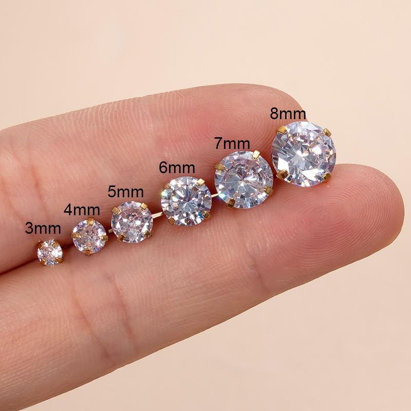1 Piece Ear Cartilage Rings & Studs Simple Style Classic Style Shiny Geometric Round 316 Stainless Steel  Plating Inlay Zircon display picture 2