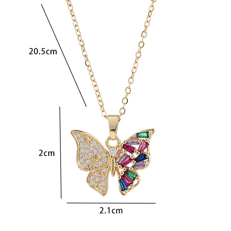 Simple Style Butterfly Copper Inlay Zircon Pendant Necklace display picture 1