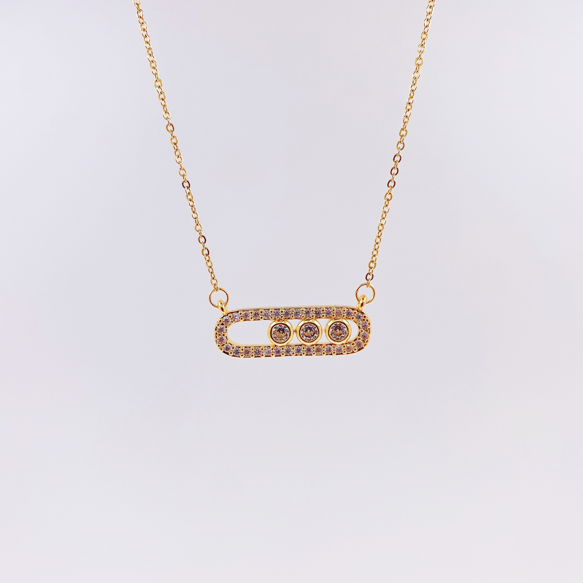 Elegant Lady Geometric Copper Inlay Zircon Pendant Necklace display picture 4