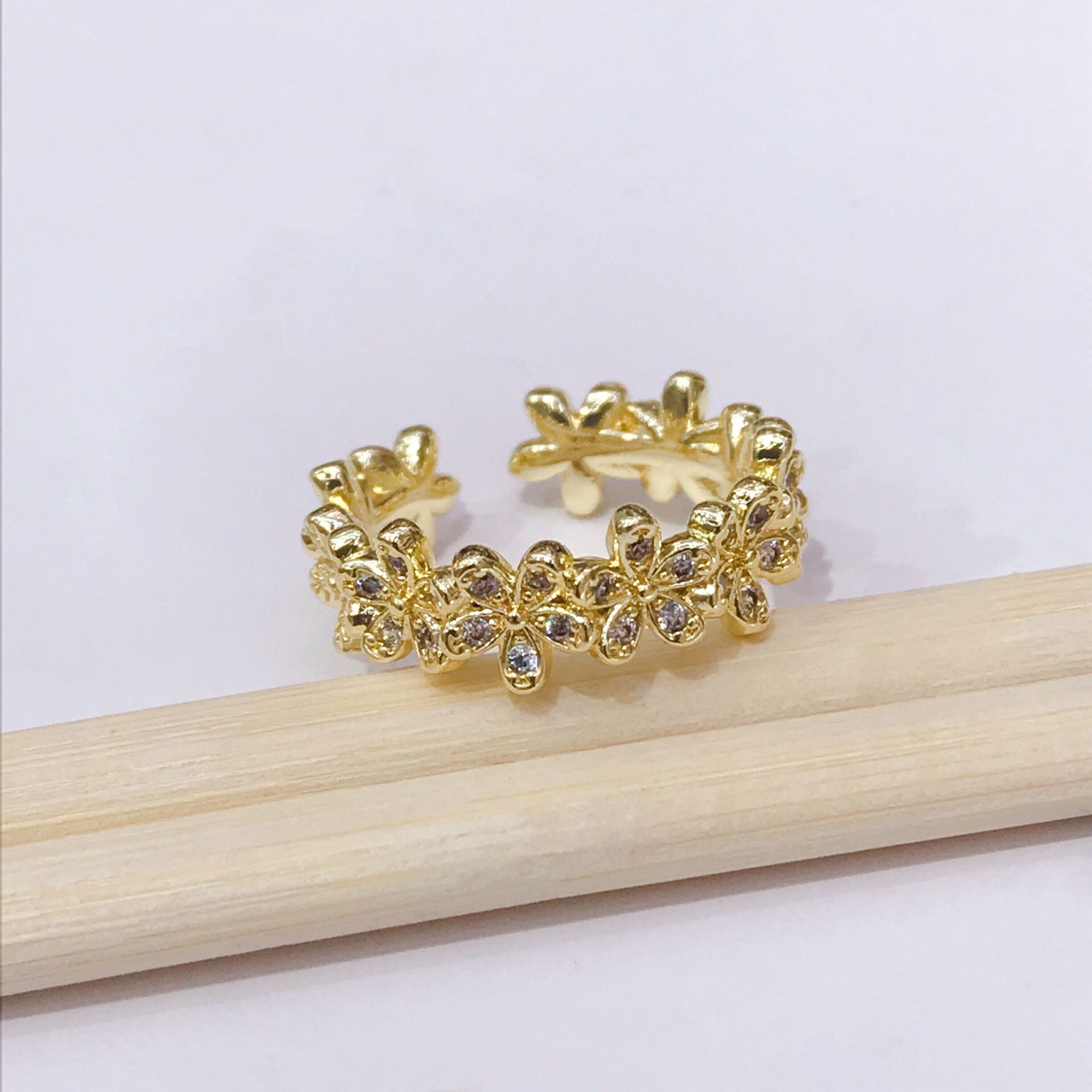 Simple Style Flower Copper Zircon Rings In Bulk display picture 2