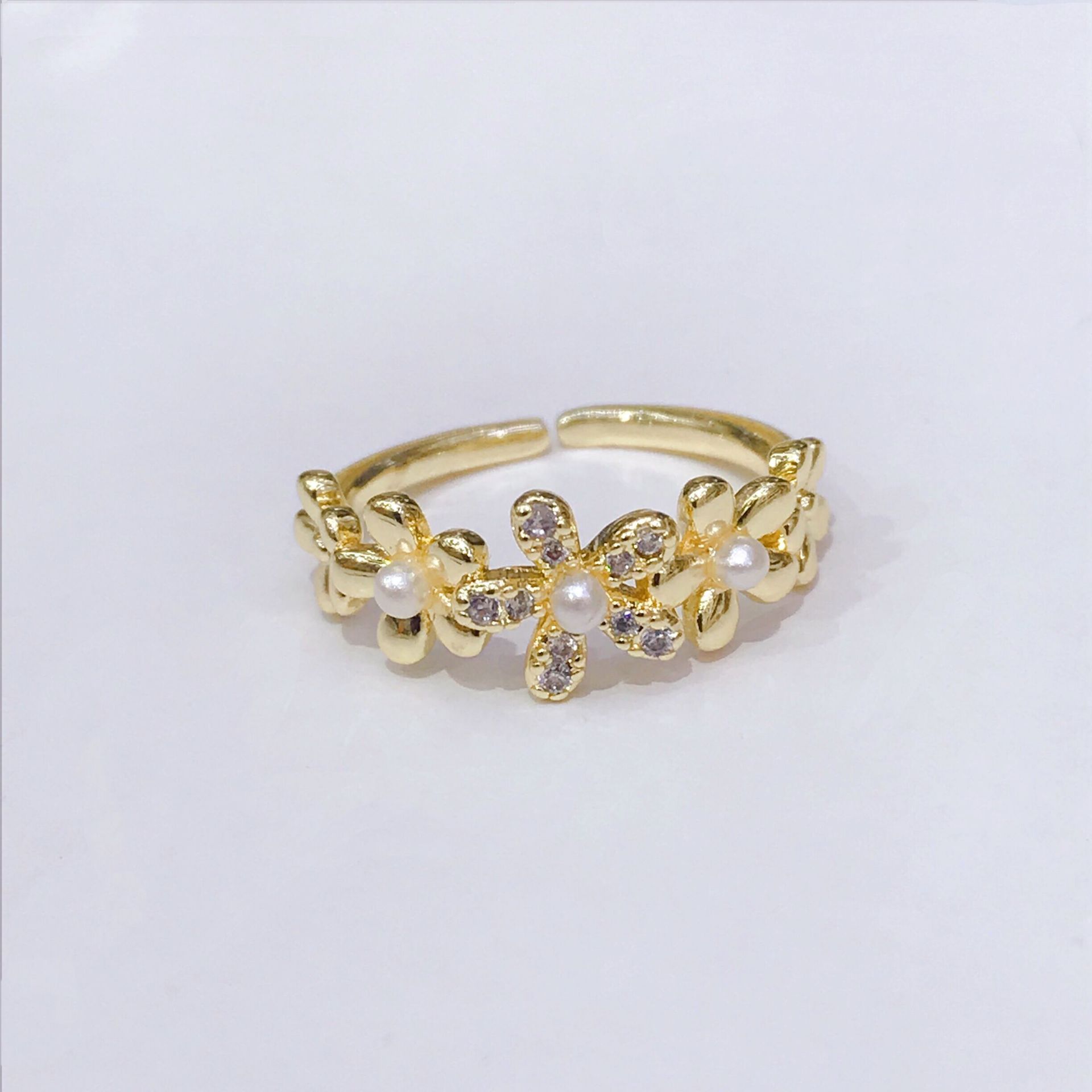 Simple Style Flower Copper Zircon Rings In Bulk display picture 4
