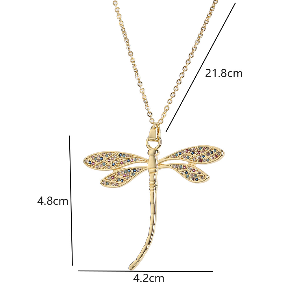 Elegant Dame Libelle Kupfer Halskette Mit Anhänger display picture 1