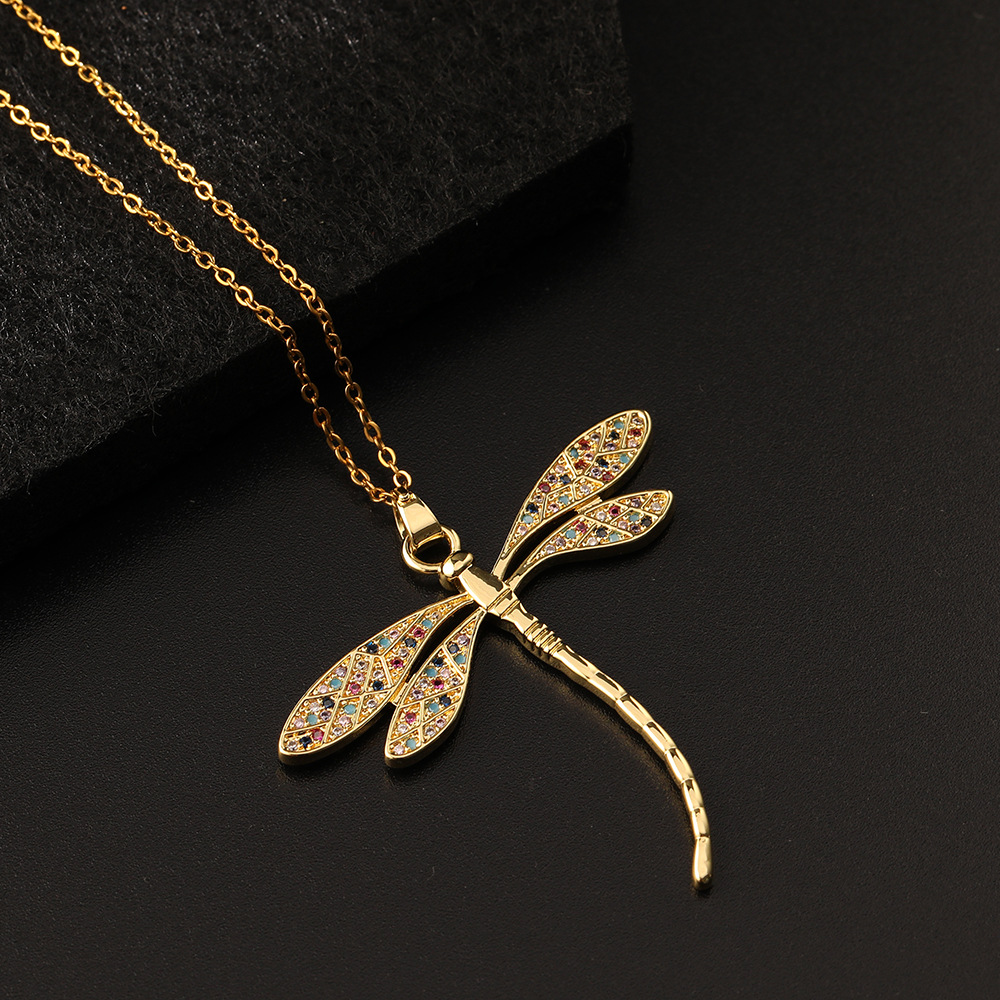 Elegant Lady Dragonfly Copper Pendant Necklace display picture 3