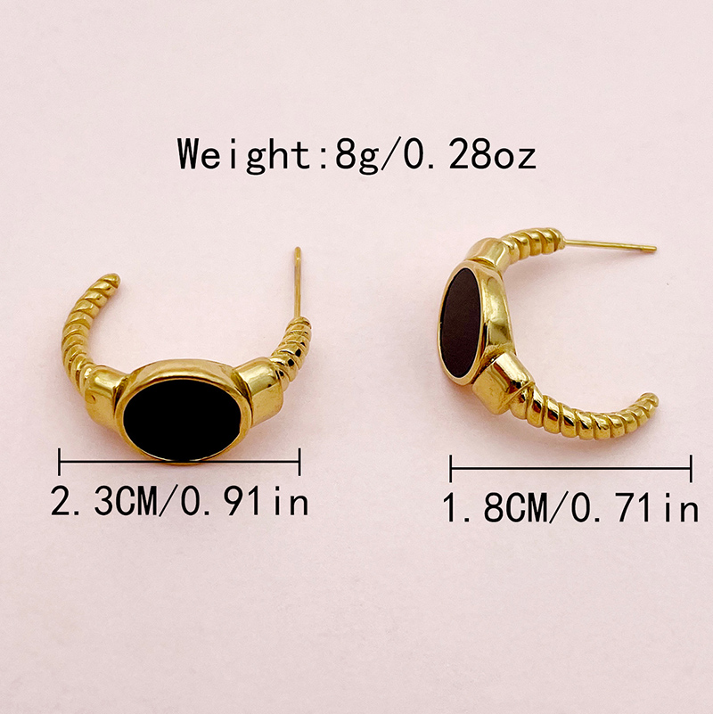 1 Pair Modern Style Oval Twist Enamel Plating Inlay 304 Stainless Steel Shell 14K Gold Plated Ear Studs display picture 5