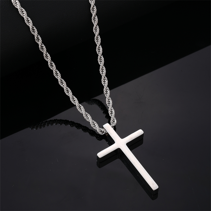 Vintage Style Simple Style Cross 304 Stainless Steel Plating Gold Plated Silver Plated Men's Pendant Necklace display picture 3