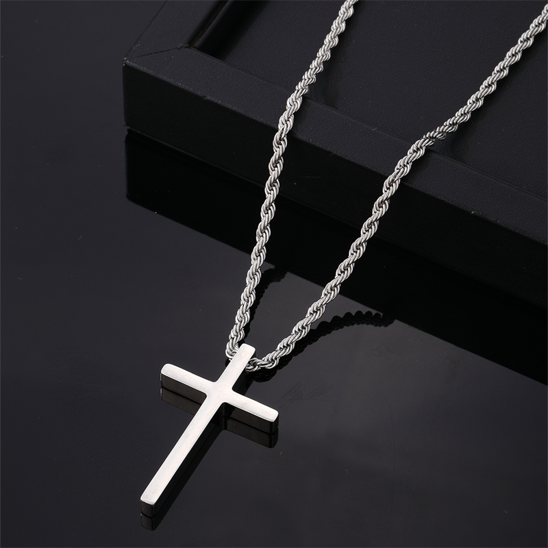 Vintage Style Simple Style Cross 304 Stainless Steel Plating Gold Plated Silver Plated Men's Pendant Necklace display picture 5