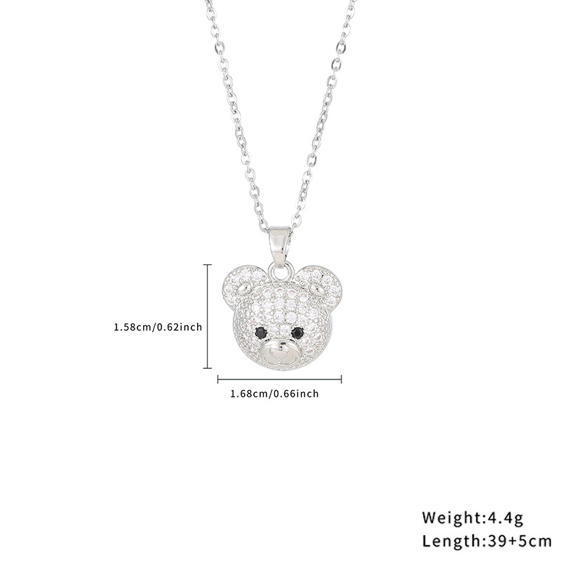Casual Simple Style Classic Style Little Bear Heart Shape Stainless Steel Titanium Steel Polishing Plating Hollow Out Zircon Gold Plated Necklace display picture 3