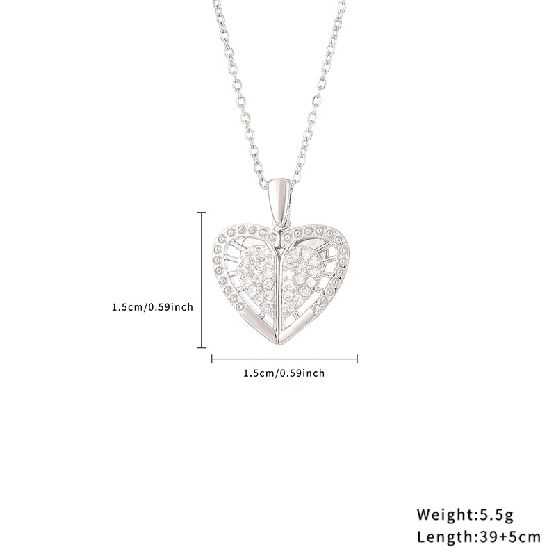 Casual Simple Style Classic Style Little Bear Heart Shape Stainless Steel Titanium Steel Polishing Plating Hollow Out Zircon Gold Plated Necklace display picture 6