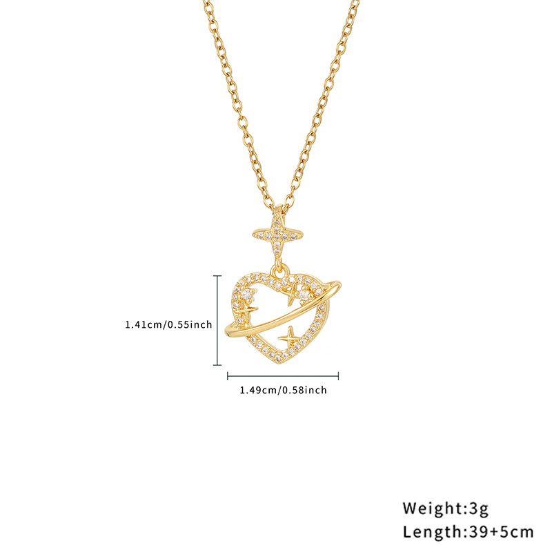 Casual Simple Style Classic Style Little Bear Heart Shape Stainless Steel Titanium Steel Polishing Plating Hollow Out Zircon Gold Plated Necklace display picture 7