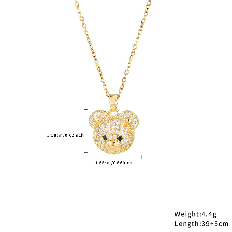 Casual Simple Style Classic Style Little Bear Heart Shape Stainless Steel Titanium Steel Polishing Plating Hollow Out Zircon Gold Plated Necklace display picture 8