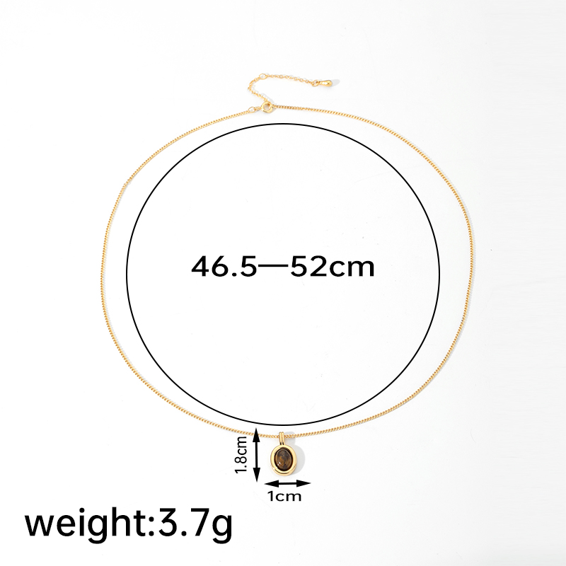 Simple Style Classic Style Round Copper Plating Inlay Natural Stone 18k Gold Plated Pendant Necklace display picture 3
