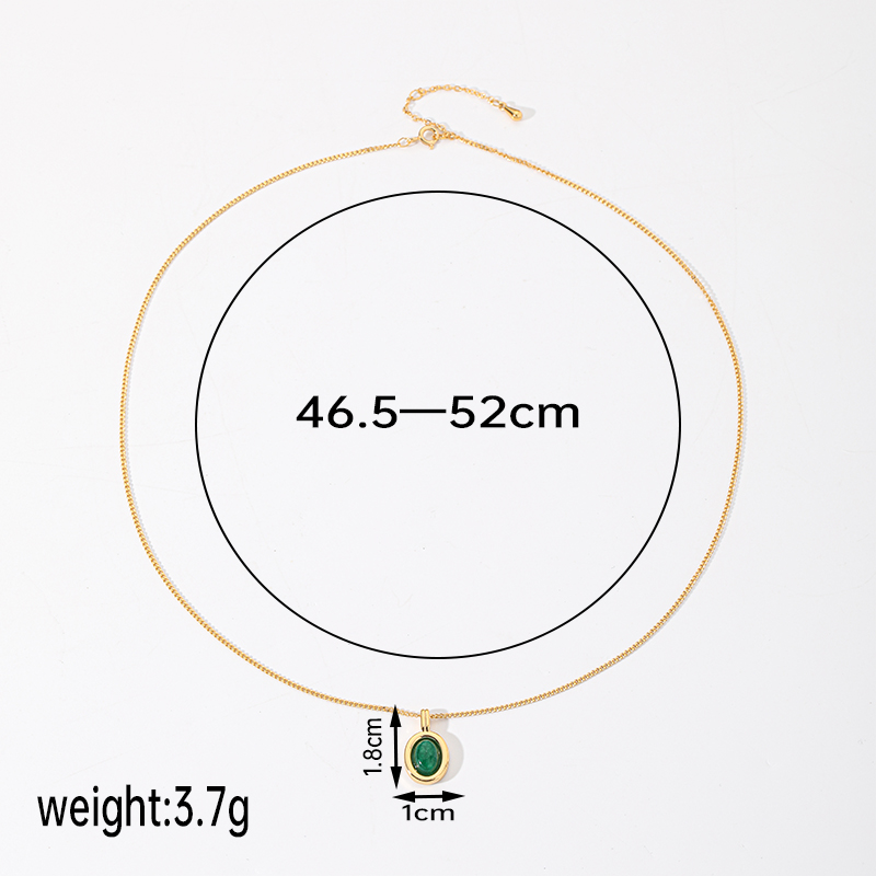 Simple Style Classic Style Round Copper Plating Inlay Natural Stone 18k Gold Plated Pendant Necklace display picture 5
