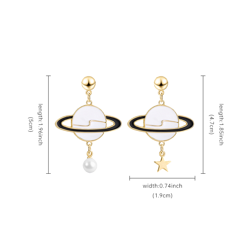 1 Pair Cute Modern Style Korean Style Planet Plating Alloy Copper 14k Gold Plated Drop Earrings display picture 2