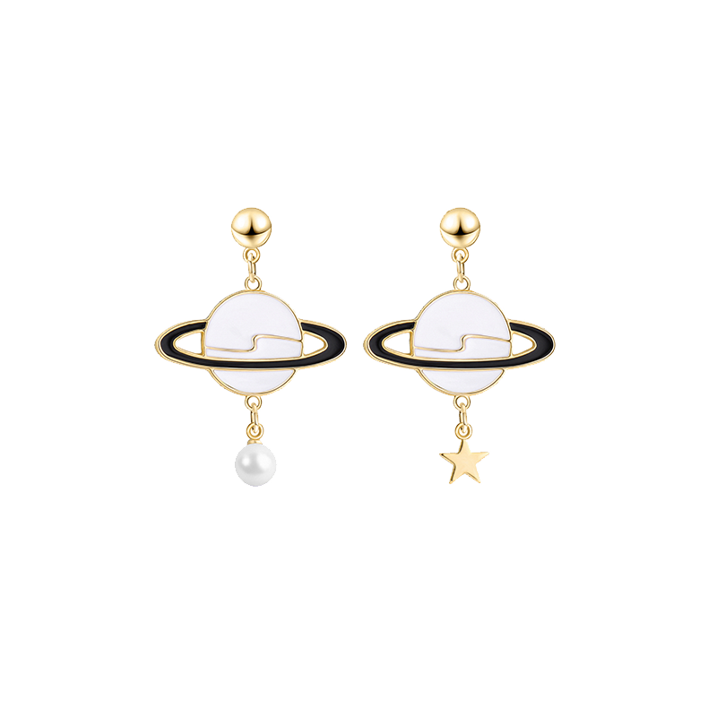 1 Pair Cute Modern Style Korean Style Planet Plating Alloy Copper 14k Gold Plated Drop Earrings display picture 1