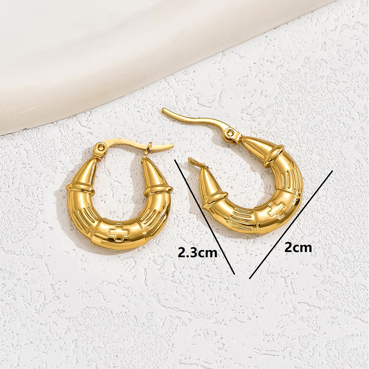 1 Par Estilo Simple Estilo Clásico Cruzar Giro Acero Inoxidable 201 Chapados en oro de 18k Pendientes display picture 4