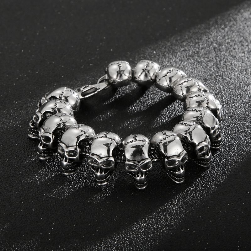 Punk Skull Titanium Steel Bracelets Necklace display picture 1