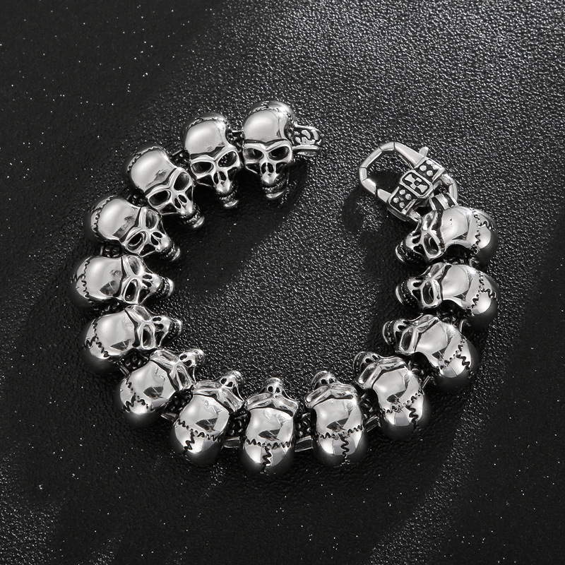 Punk Skull Titanium Steel Bracelets Necklace display picture 2