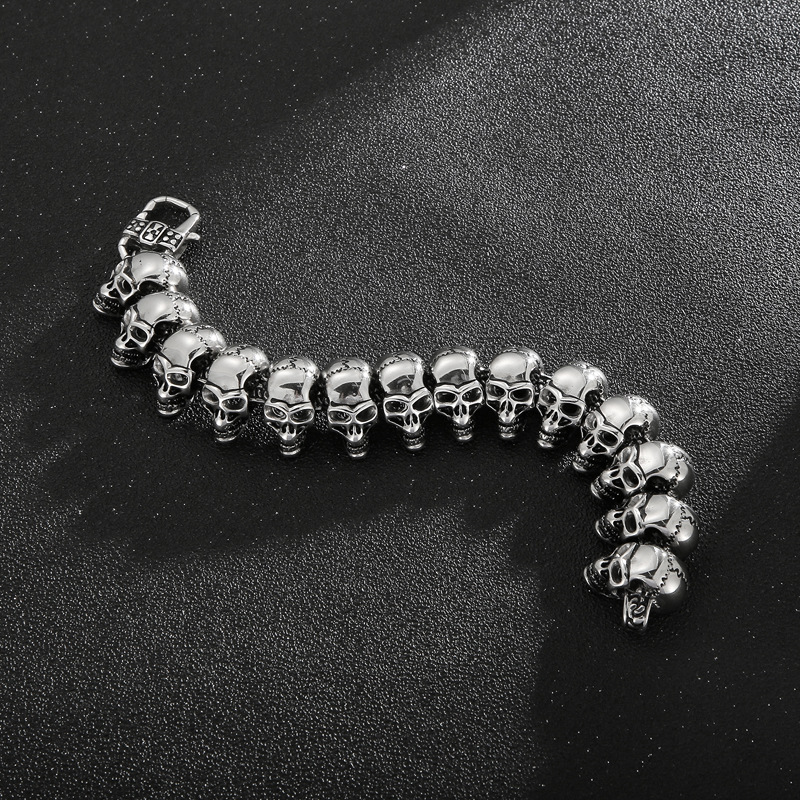 Punk Skull Titanium Steel Bracelets Necklace display picture 3