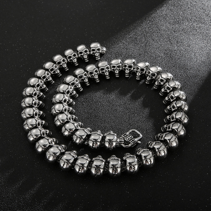 Punk Skull Titanium Steel Bracelets Necklace display picture 5