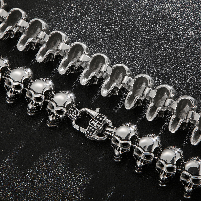 Punk Skull Titanium Steel Bracelets Necklace display picture 6