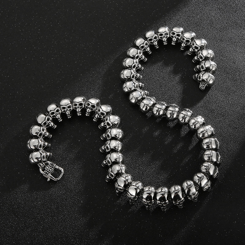 Punk Skull Titanium Steel Bracelets Necklace display picture 7