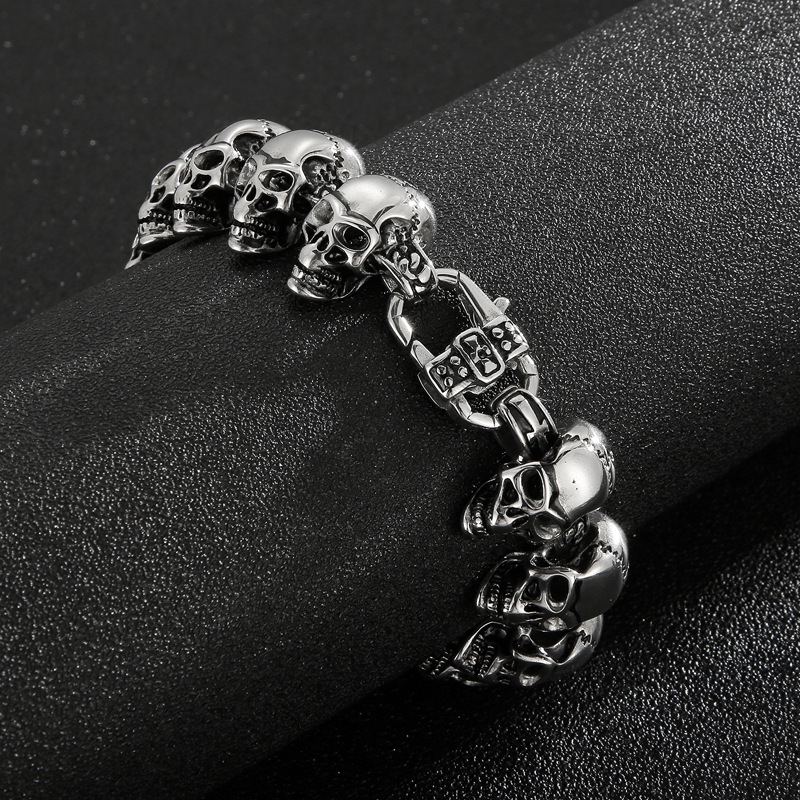 Punk Skull Titanium Steel Bracelets Necklace display picture 8
