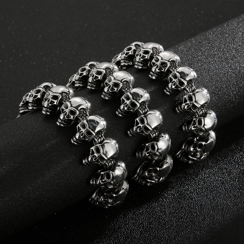 Punk Skull Titanium Steel Bracelets Necklace display picture 9