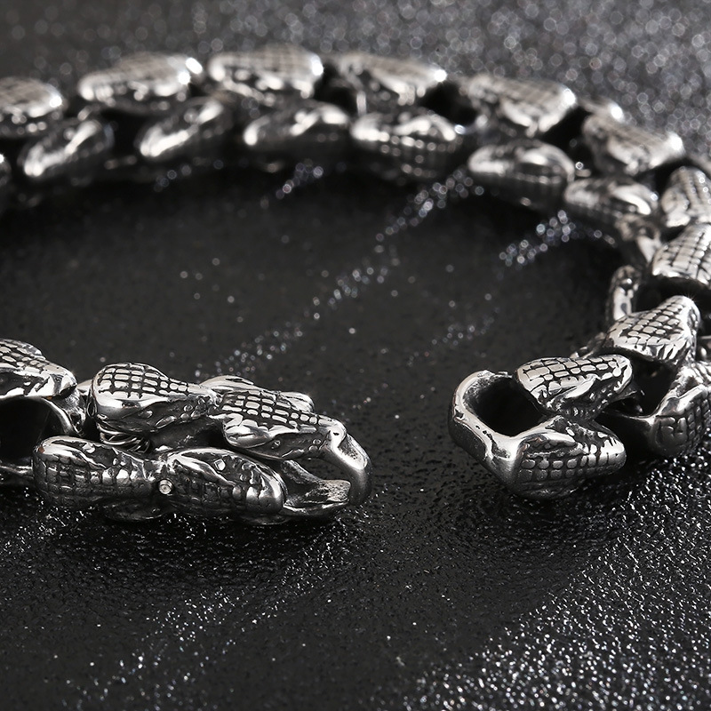 Punk Animal Snake Titanium Steel Metal Men's Bracelets display picture 2