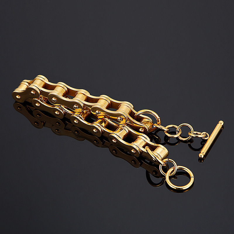 Hip-Hop Solid Color Titanium Steel Chain 18K Gold Plated Men's Bracelets display picture 4