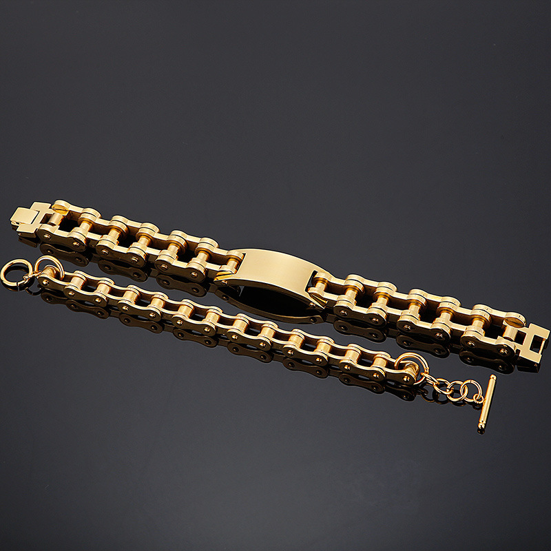 Hip-Hop Solid Color Titanium Steel Chain 18K Gold Plated Men's Bracelets display picture 5
