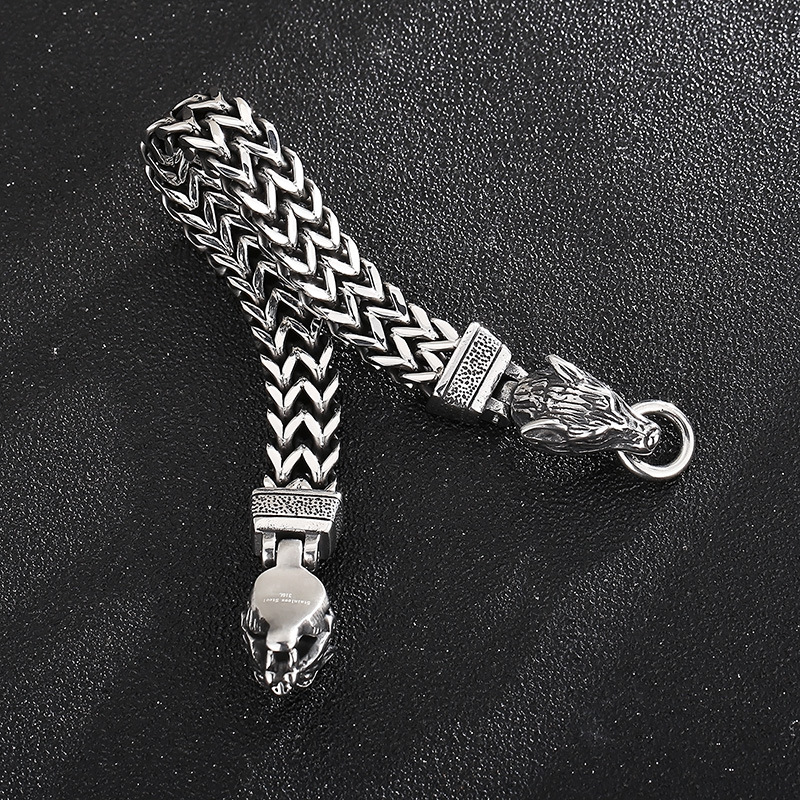 Punk Simple Style Wolf Stainless Steel Men's Bracelets display picture 3
