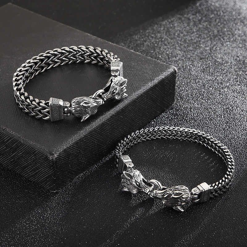 Punk Simple Style Wolf Stainless Steel Men's Bracelets display picture 6
