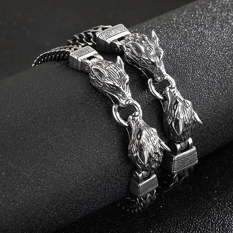 Punk Simple Style Wolf Stainless Steel Men's Bracelets display picture 7