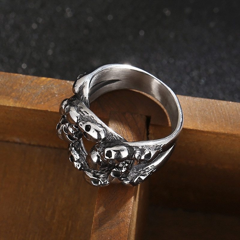Punk Skull Titanium Steel Stoving Varnish Men's Rings display picture 3