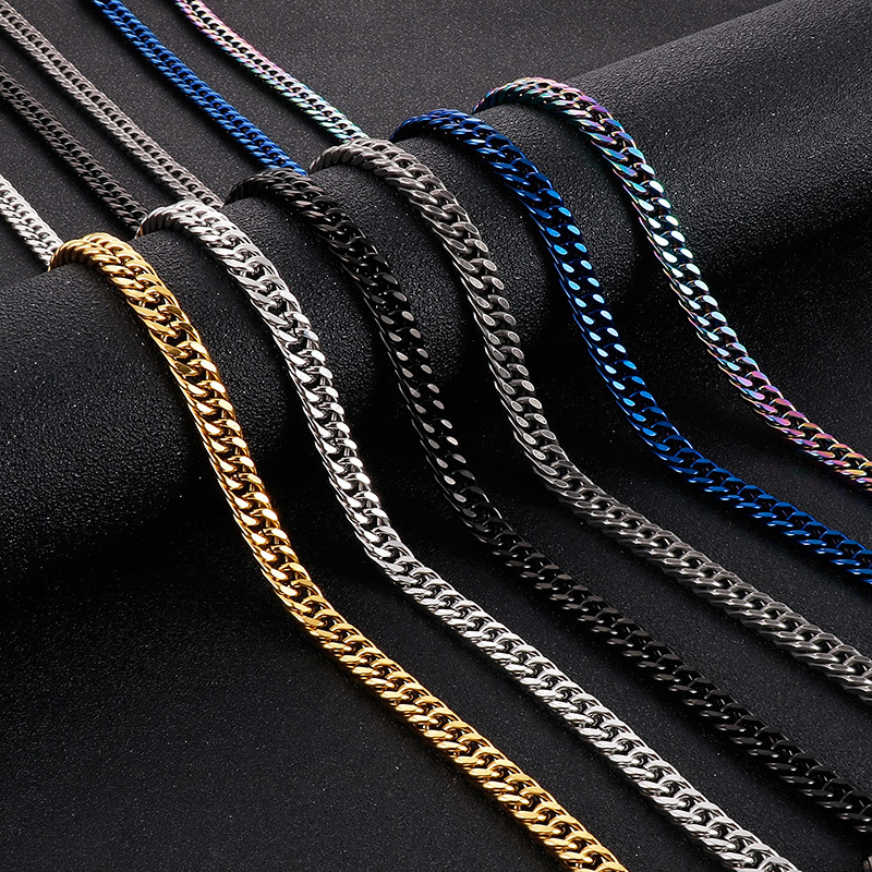 Titanium Steel 18K Gold Plated Hip-Hop Retro Solid Color Bracelets Necklace display picture 3