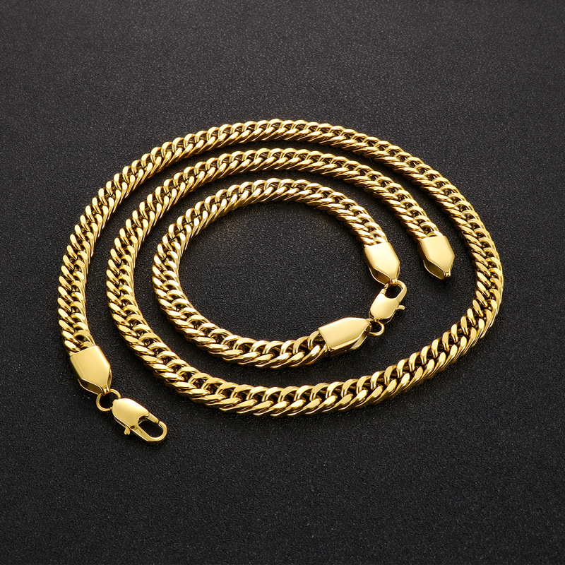 Titanium Steel 18K Gold Plated Hip-Hop Retro Solid Color Bracelets Necklace display picture 1