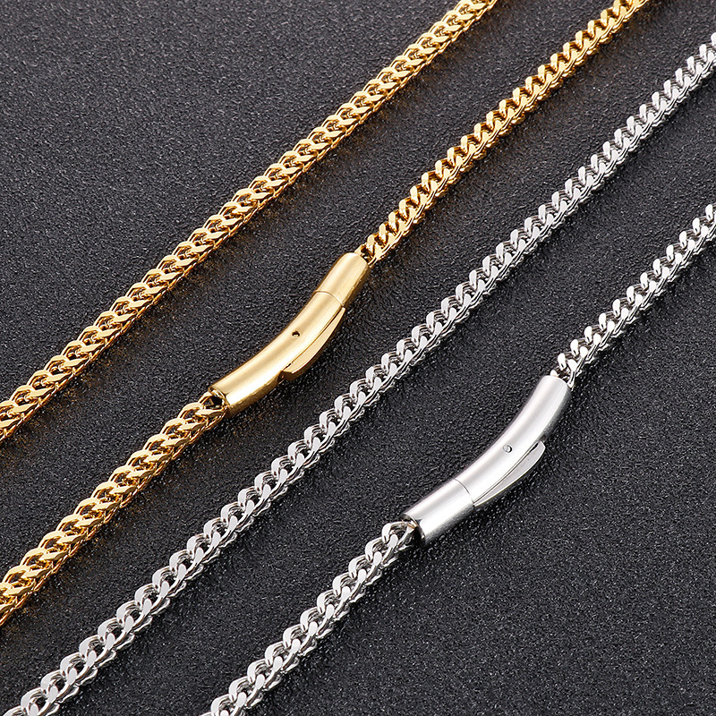 Hip-Hop Retro Solid Color Titanium Steel Polishing 18K Gold Plated Men's Necklace display picture 3