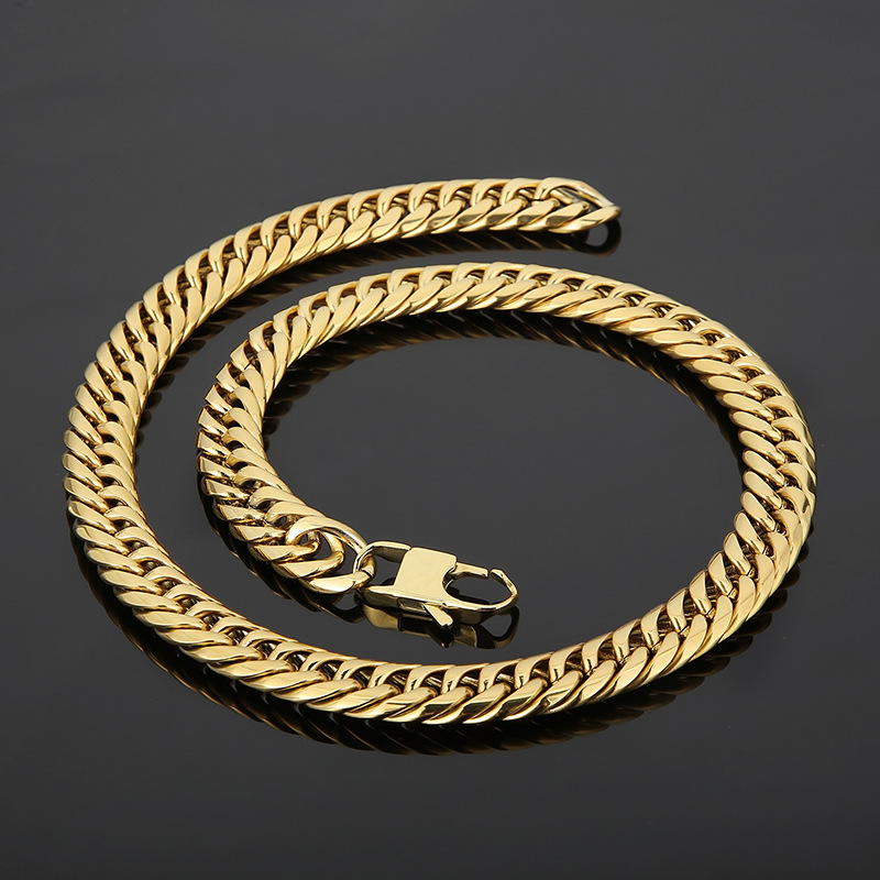 Hip-Hop Retro Solid Color Titanium Steel Plating 18K Gold Plated Men's Necklace display picture 1