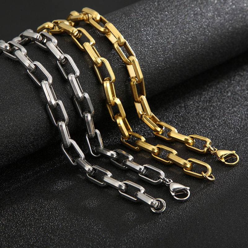 Vintage Style Punk Geometric Titanium Steel Bracelets Necklace display picture 5