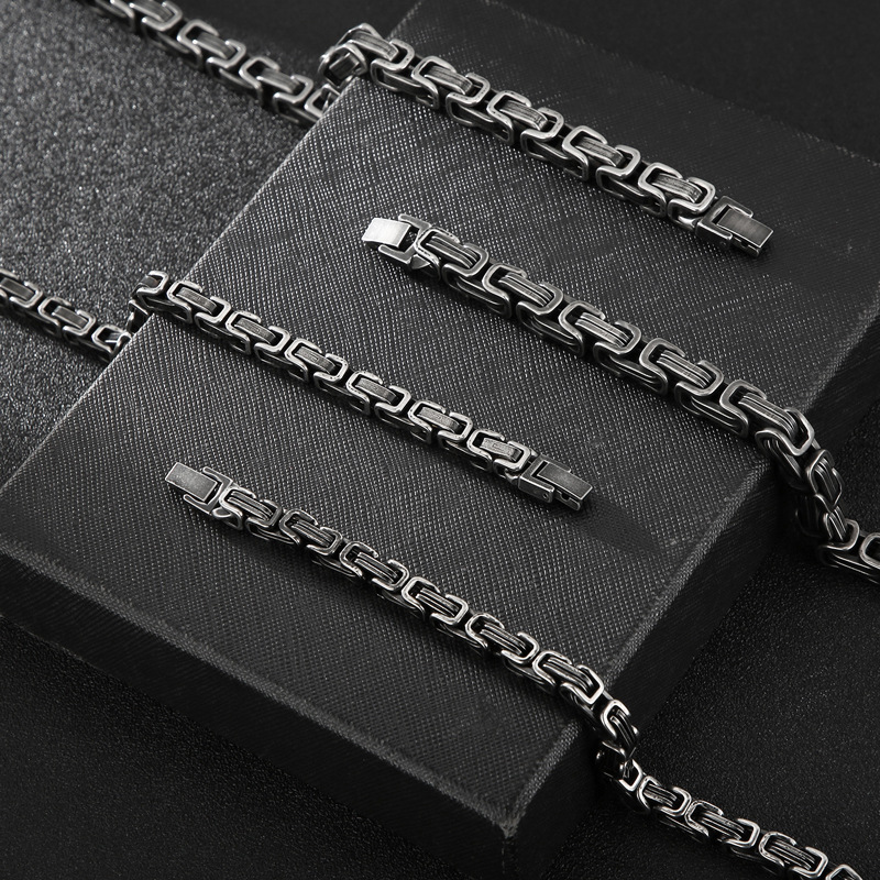 Titanium Steel Punk Streetwear Geometric Bracelets Necklace display picture 2