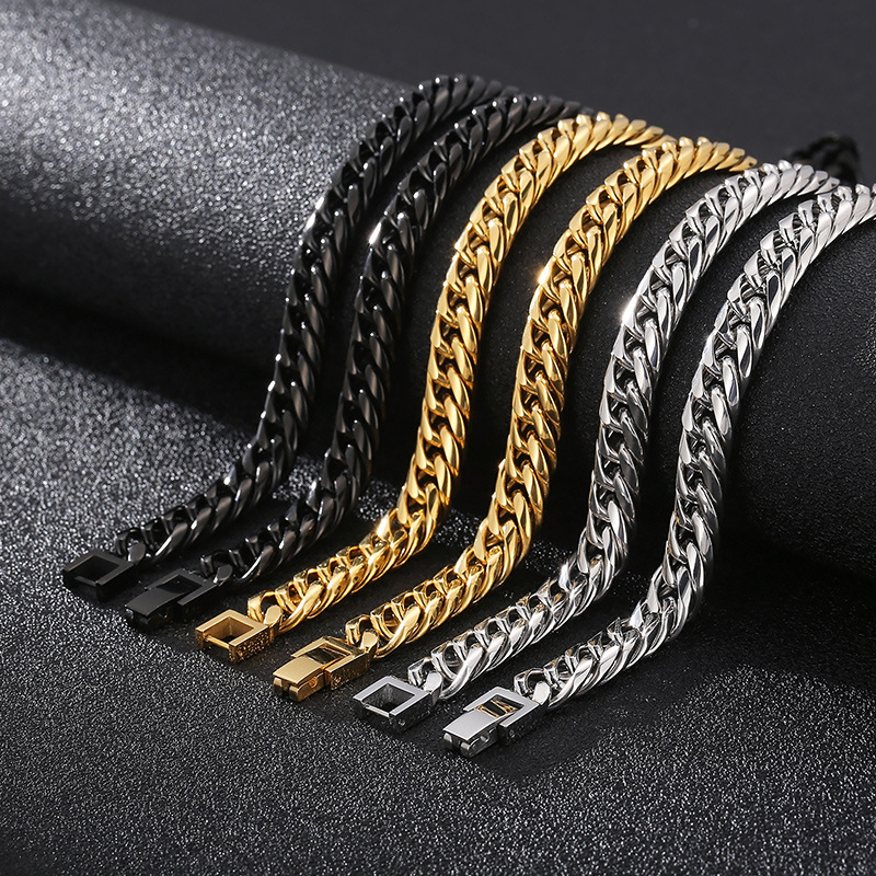 Hip-Hop Retro Solid Color Titanium Steel Plating 18K Gold Plated Men's Necklace display picture 3