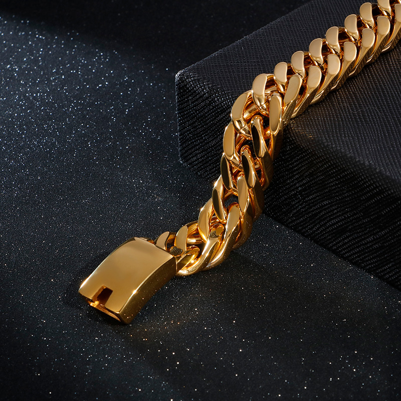 Hip-Hop Retro Solid Color Titanium Steel Chain 18K Gold Plated Men's Bracelets display picture 1