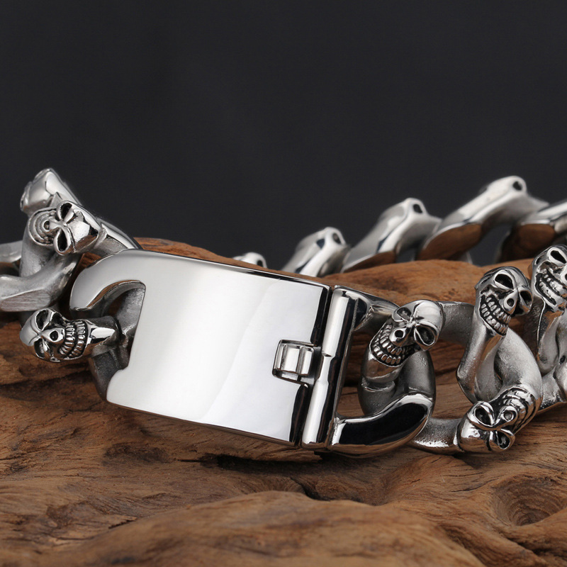 Hip-hop Retro Skull Titanium Steel Plating Gold Plated Men's Bracelets display picture 4