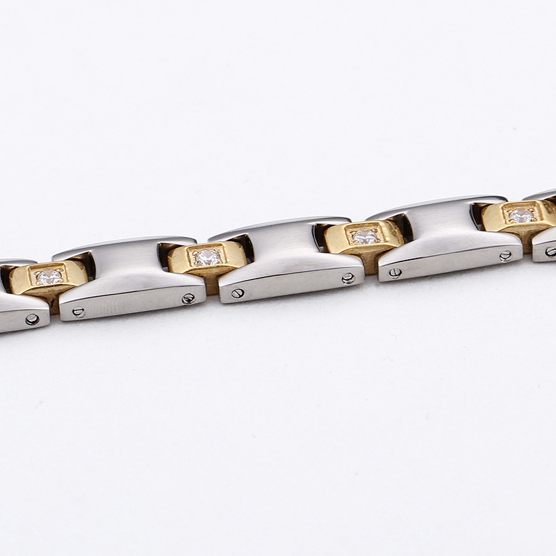 Einfacher Stil Klassischer Stil Farbblock Titan Stahl Inlay Zirkon 18 Karat Vergoldet Unisex Armbänder display picture 7