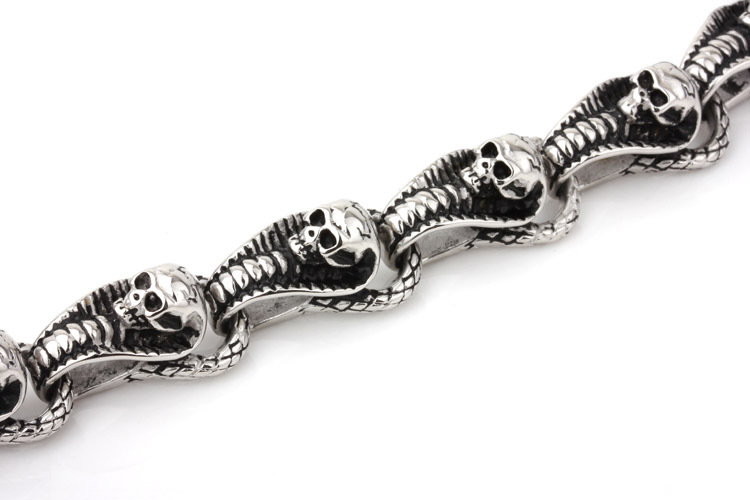 Hip-hop Punk Snake Skull Titanium Steel Men's Bracelets display picture 5